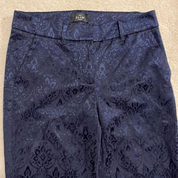 White House Black Market Blue Jacquard Slim Ankle Pants Size 0 P Printed - Picture 2 of 7